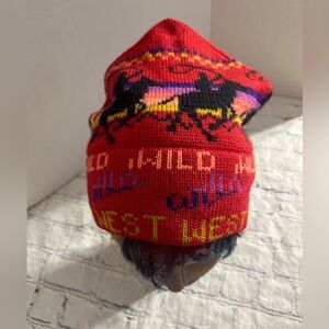 MURRAY MERKLEY SPORTSWEAR HANDMADE WILD WEST PURE WOOL BEANIE MULTI COLORED